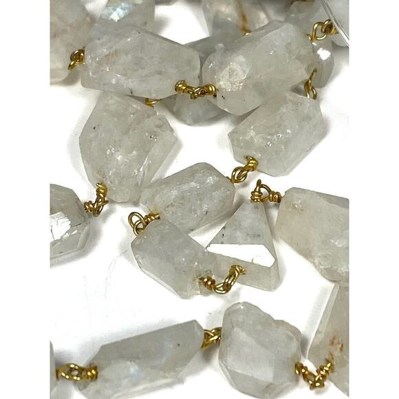 Myrna Carrol Necklace White Quartz Faceted Beads Necklace Gold Filled Toggle - Picture 11 of 13